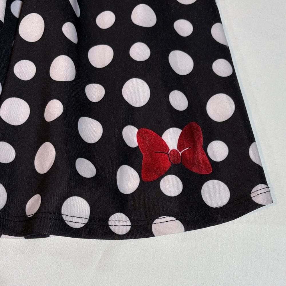 Disney Minnie Mouse Polka Dot Skater Skirt with Red Bow women’s Large - Picture 3 of 12